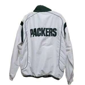 Vintage 90s Greenbay Packers 1/4 Zip Windbreaker Mens Large White